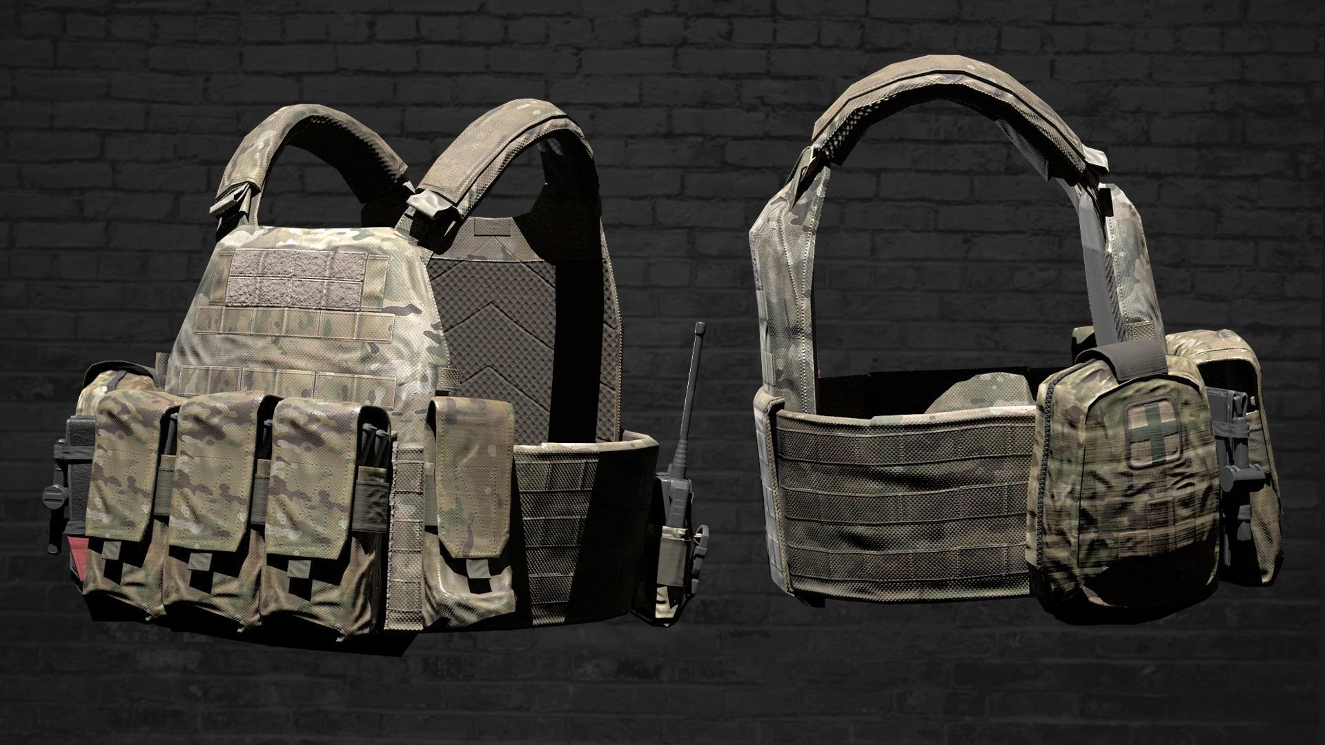 MILITARY WAS DCS Plate Carrier Vest V1 Low-poly 3D model_8