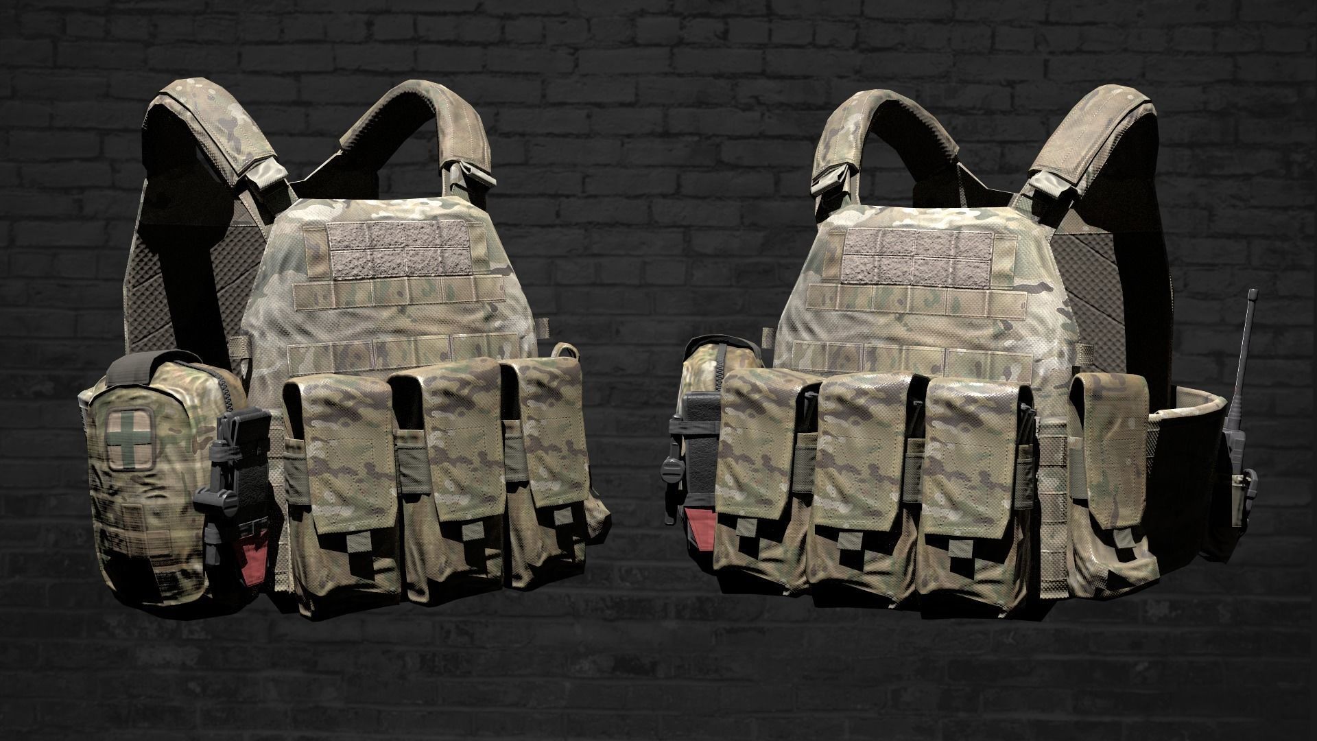 MILITARY WAS DCS Plate Carrier Vest V1 Low-poly 3D model_6