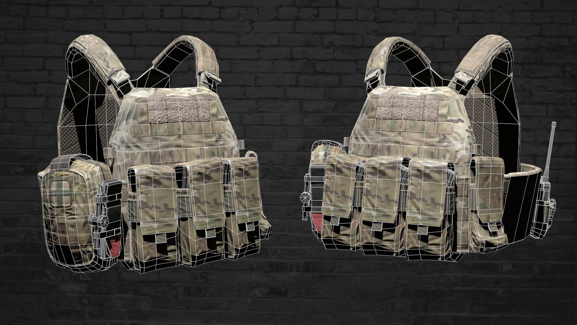 MILITARY WAS DCS Plate Carrier Vest V1 Low-poly 3D model_9