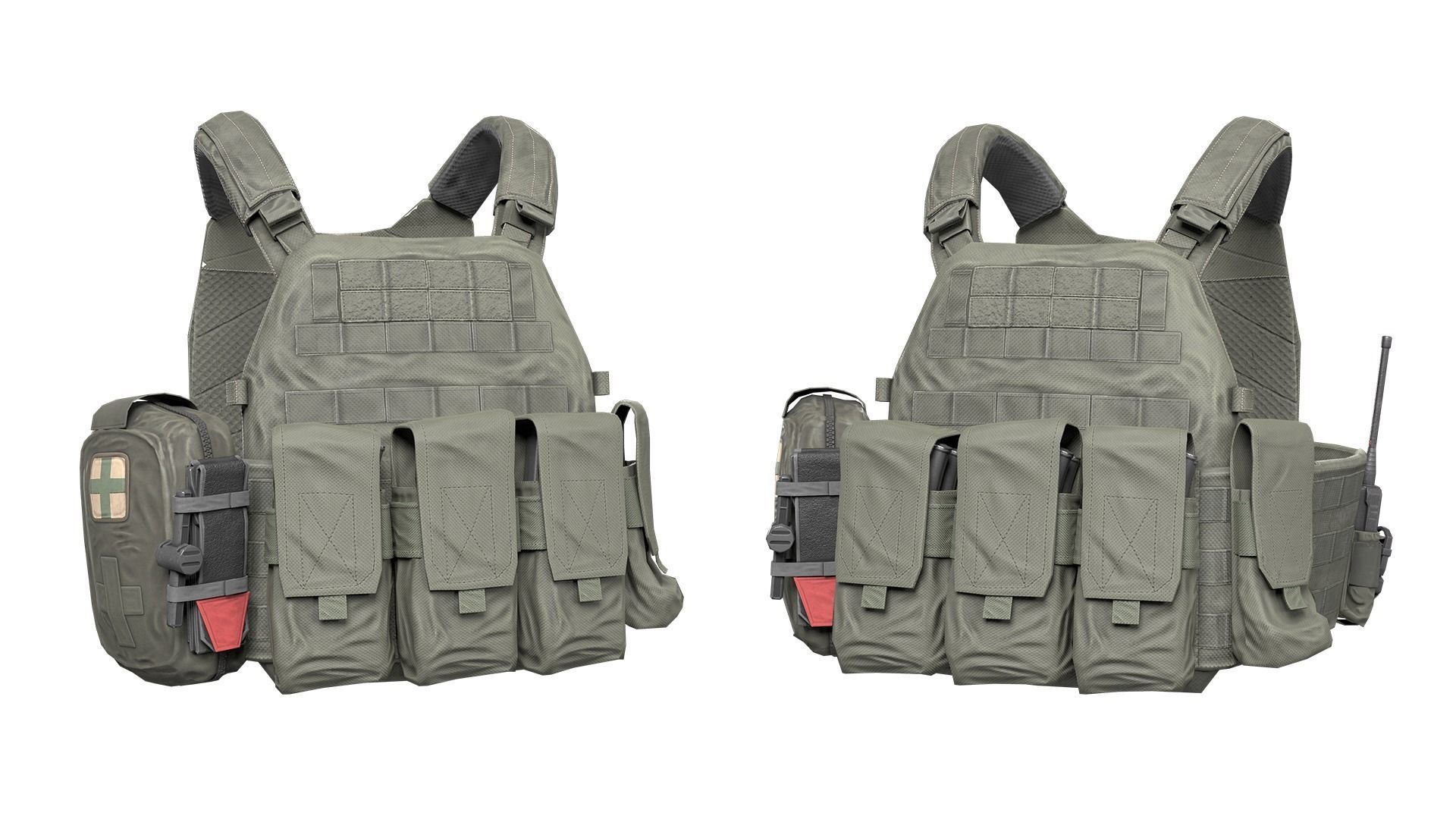 MILITARY WAS DCS Plate Carrier Vest V1 Low-poly 3D model_4
