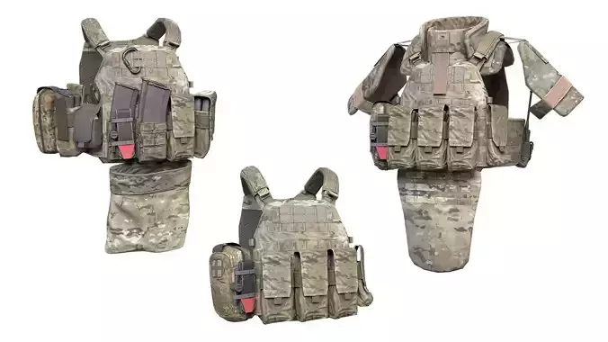 MILITARY WAS DCS Plate Carrier Vest Bundle 3D Model Collection
