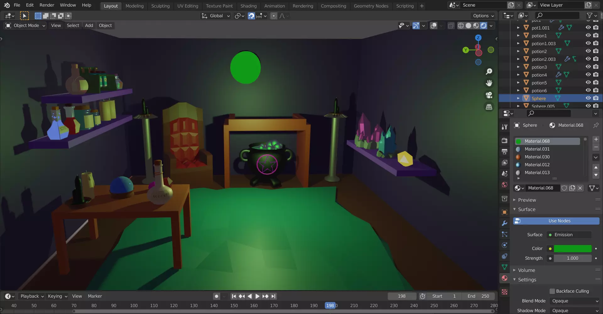 lowpoly asset witch items Low-poly 3D model_0
