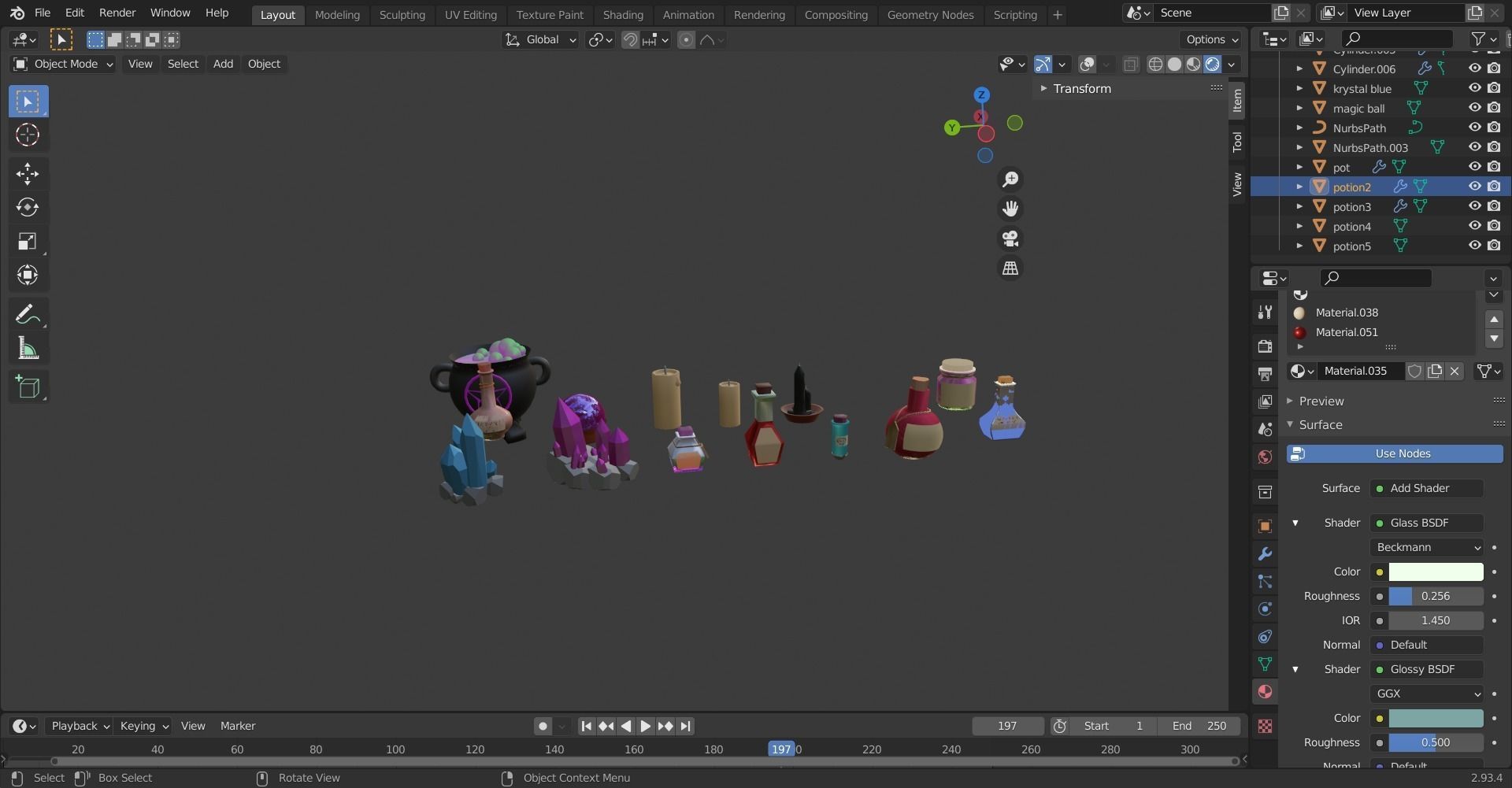 lowpoly asset witch items Low-poly 3D model_2