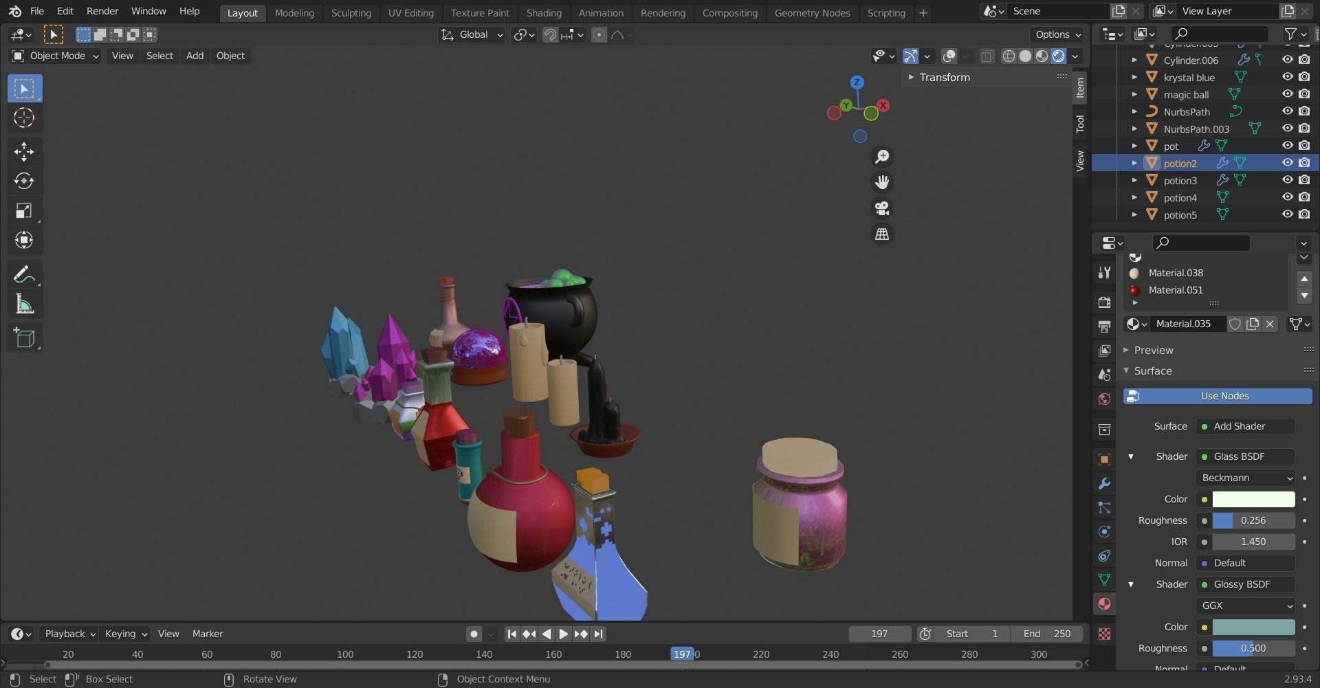 lowpoly asset witch items Low-poly 3D model_1