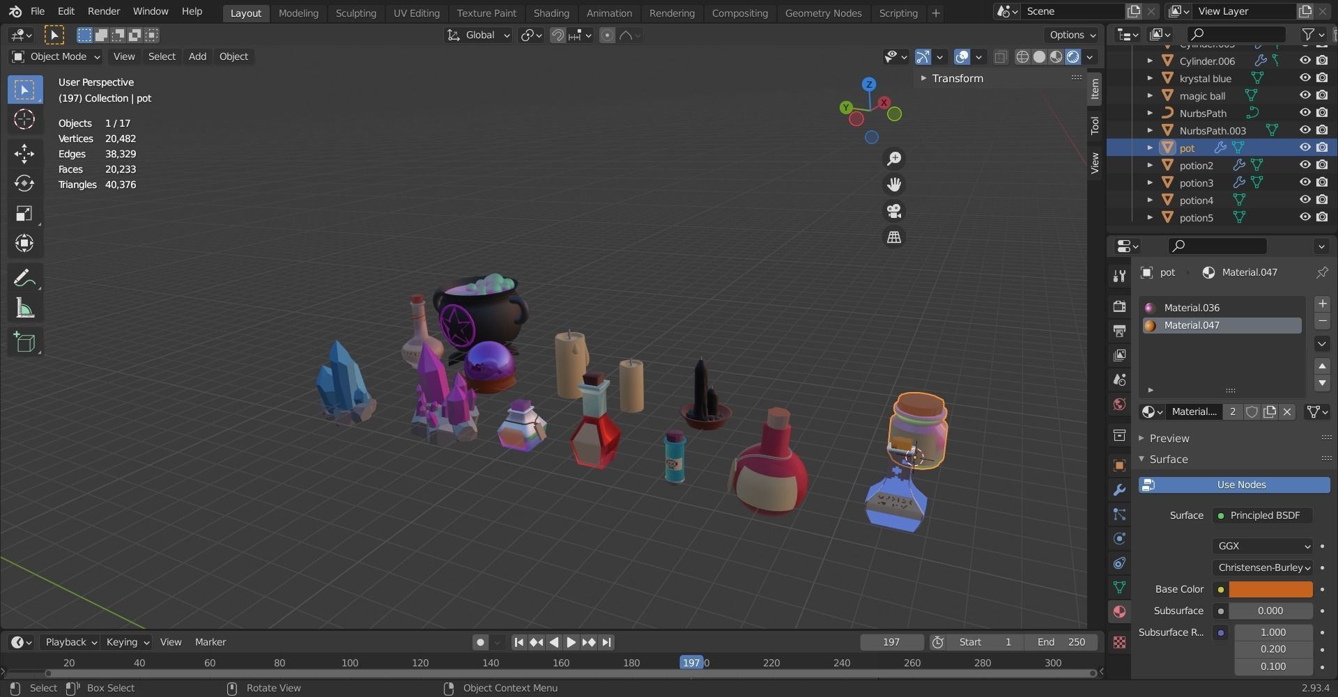 lowpoly asset witch items Low-poly 3D model_3