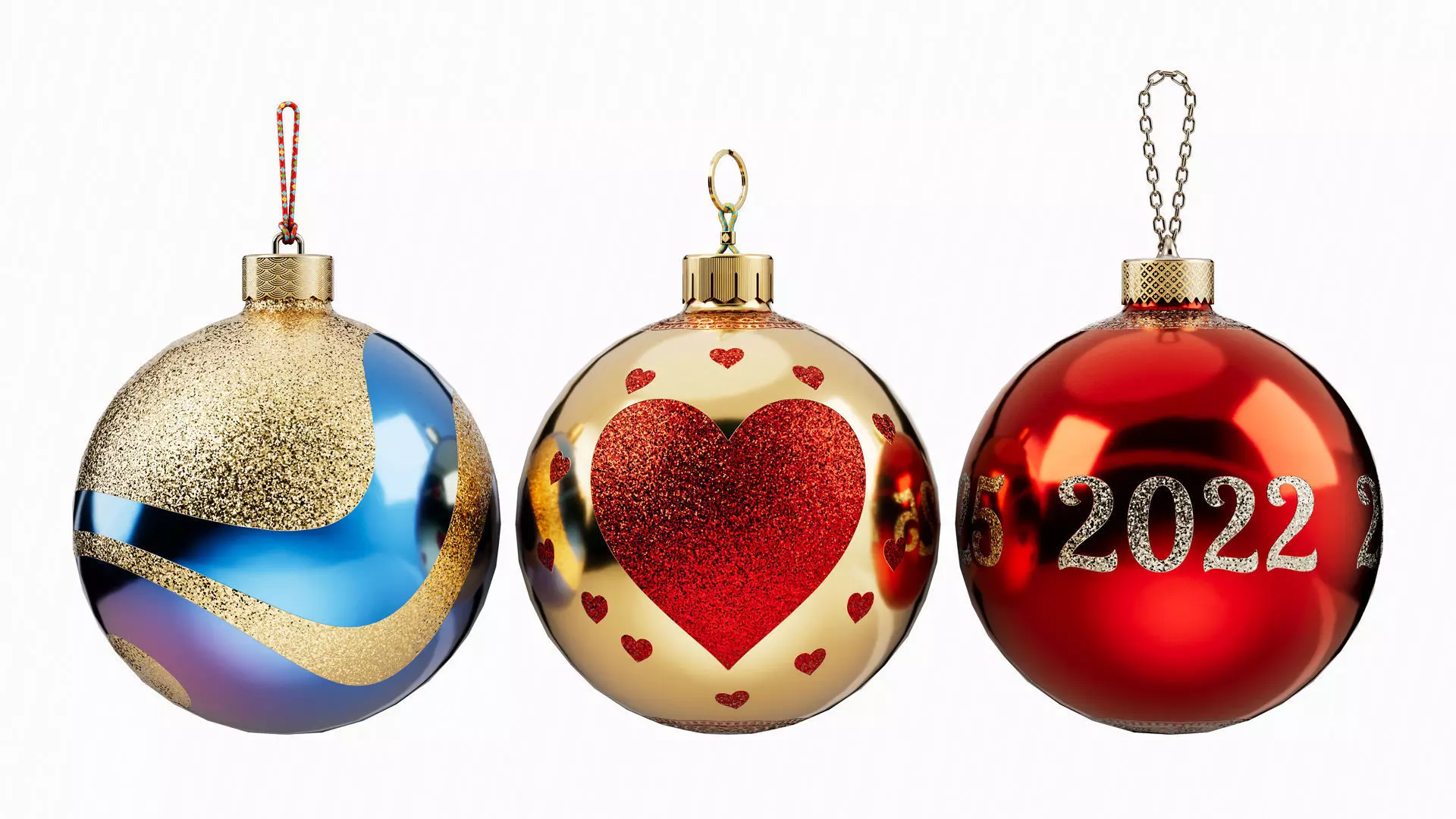 Christmas Ball Baubles kitbash v2 with 18 mesh 3 skin and 5 col 3D model_0