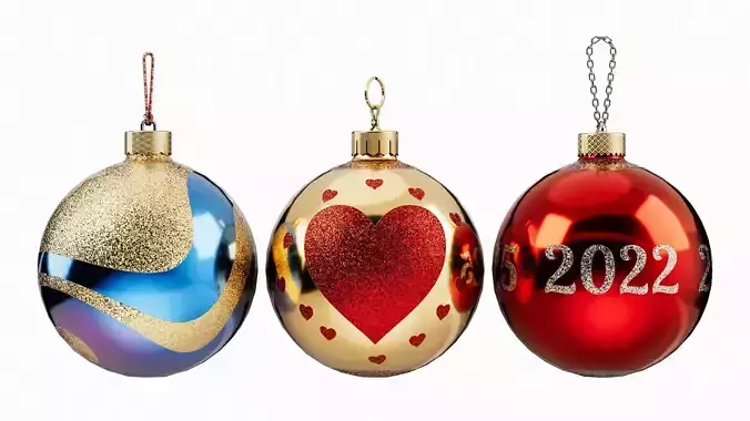 Christmas Ball Baubles kitbash v2 with 18 mesh 3 skin and 5 col