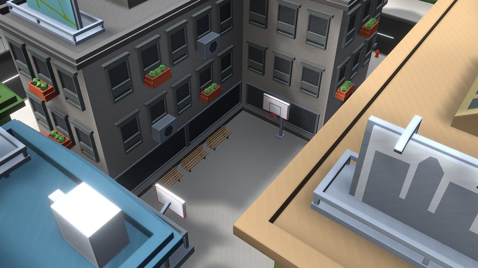 Low Poly Mini City Pack Low-poly 3D model_4