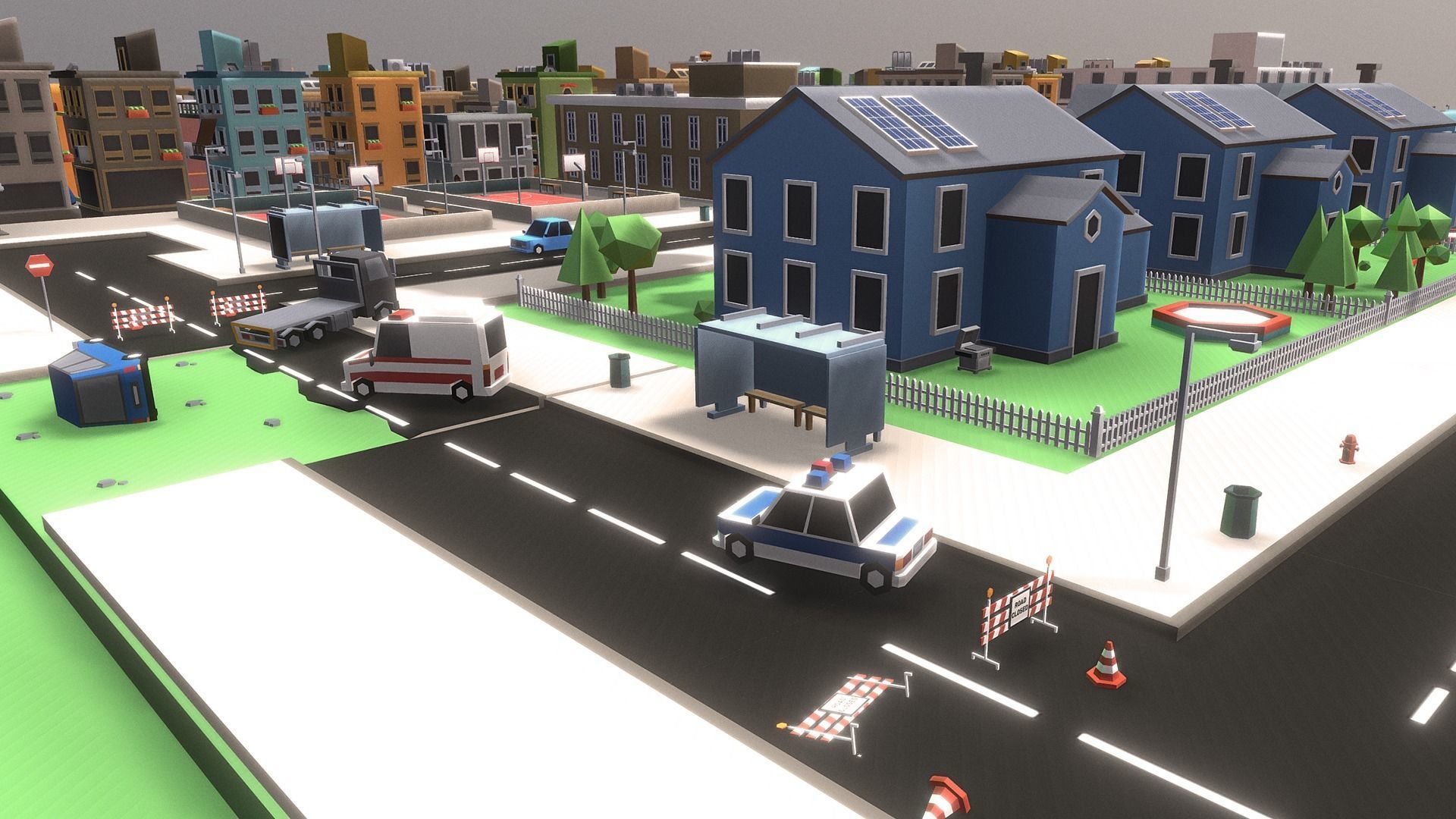 Low Poly Mini City Pack Low-poly 3D model_7