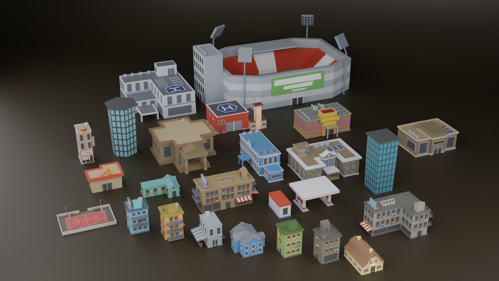 Low Poly Mini City Pack Low-poly 3D model_10