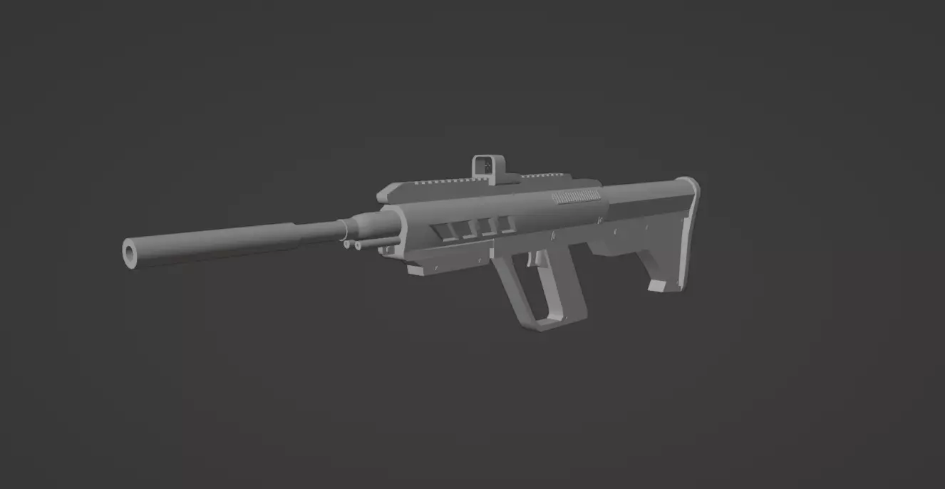 3d lowpoly Cyberpunk rifle Low-poly 3D model_0