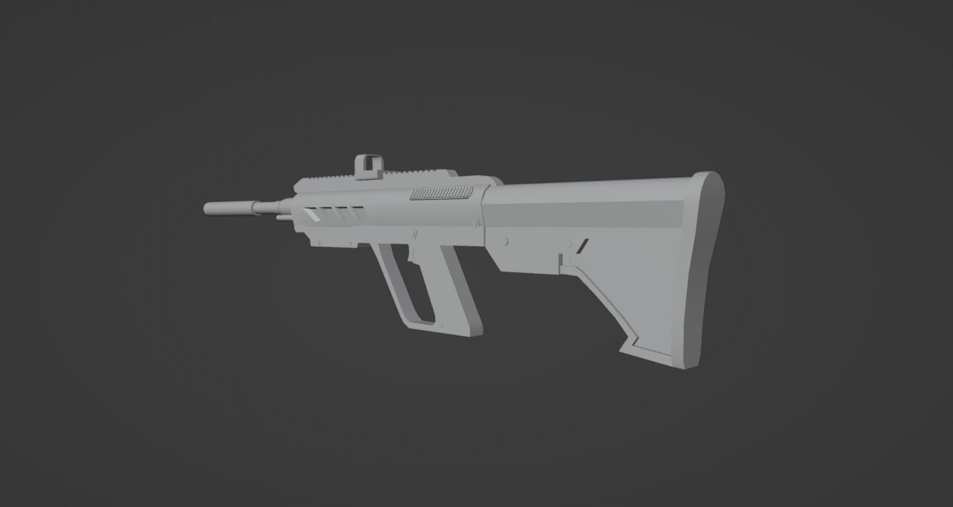 3d lowpoly Cyberpunk rifle Low-poly 3D model_1