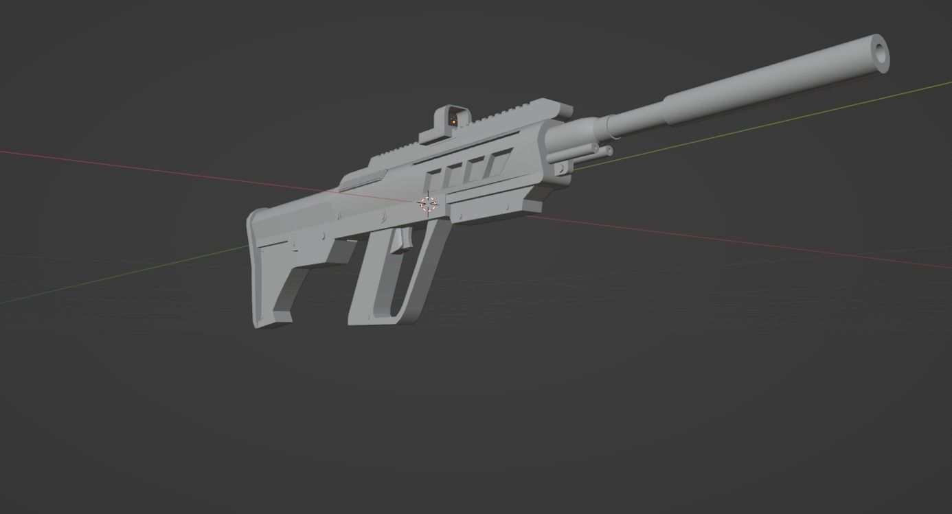 3d lowpoly Cyberpunk rifle Low-poly 3D model_4