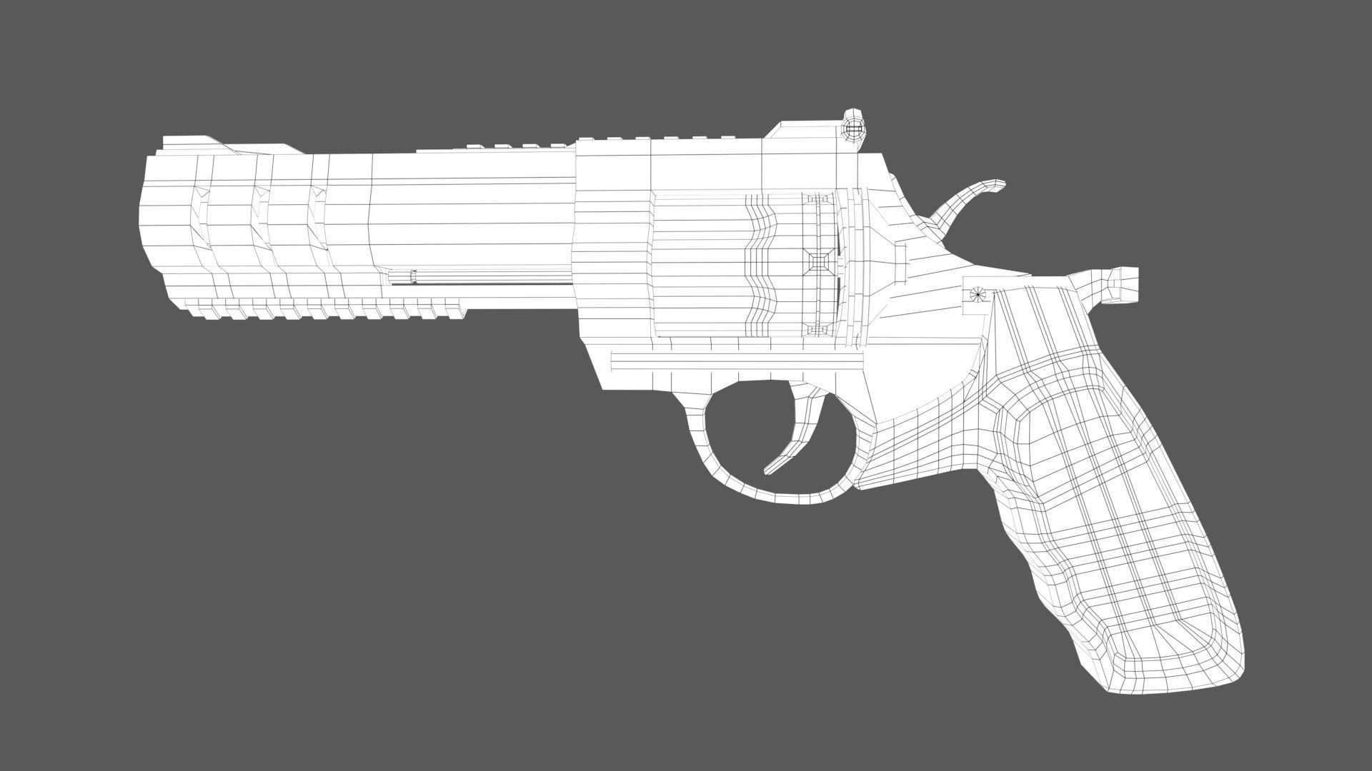 Revolver Gun Low-poly 3D model_5