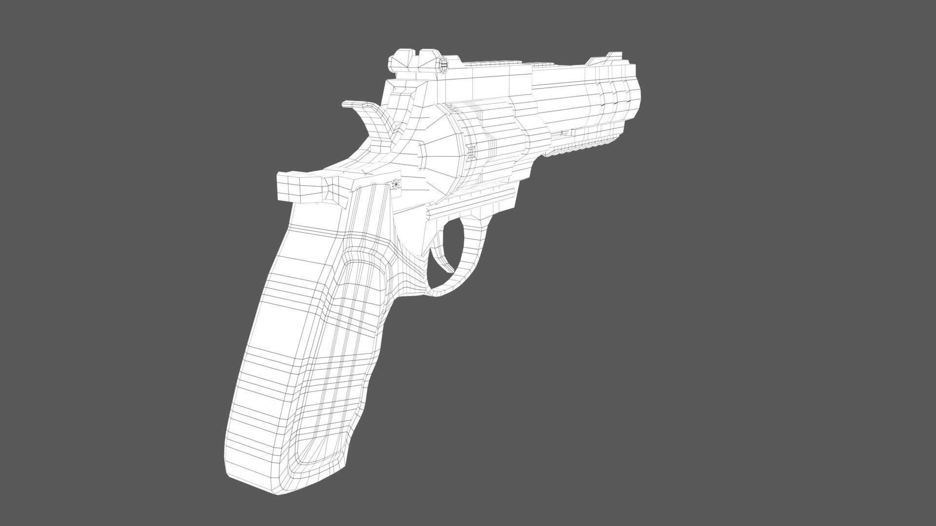 Revolver Gun Low-poly 3D model_6
