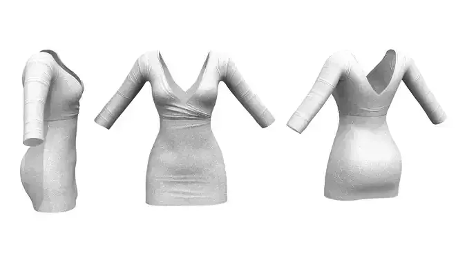 Deep V Neck Mini Dress