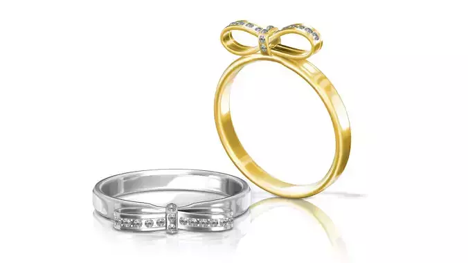 Valentines Day Ribbon Gold and Silver Ring