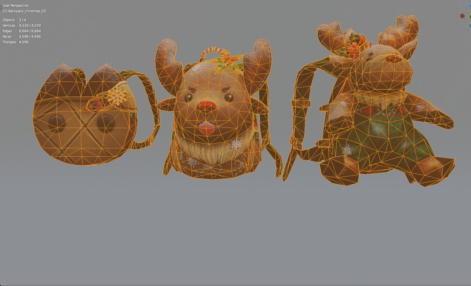 3x Backpack christmas 3D model_9