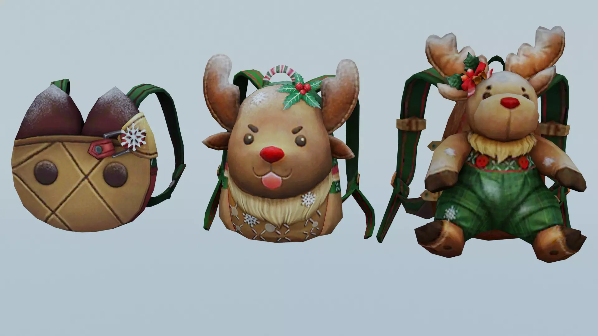 3x Backpack christmas 3D model_0