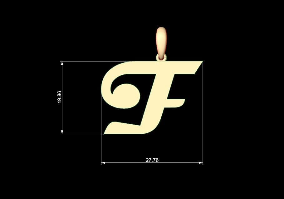 Initial Letters Pendant Magneto F 3D print model_4