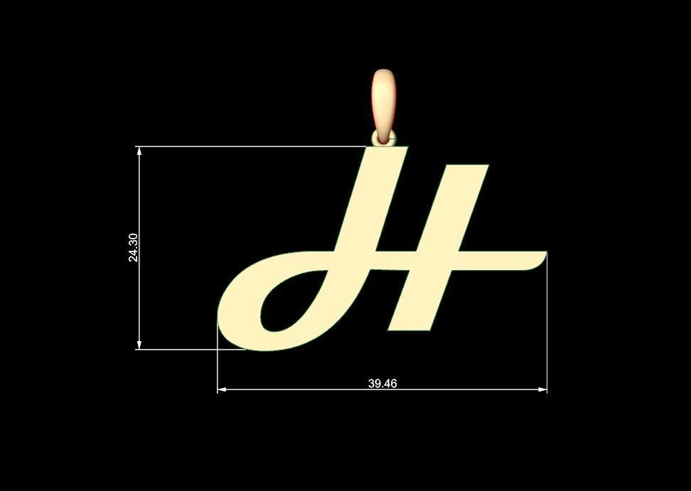 Initial Letters Pendant Magneto H 3D print model_4