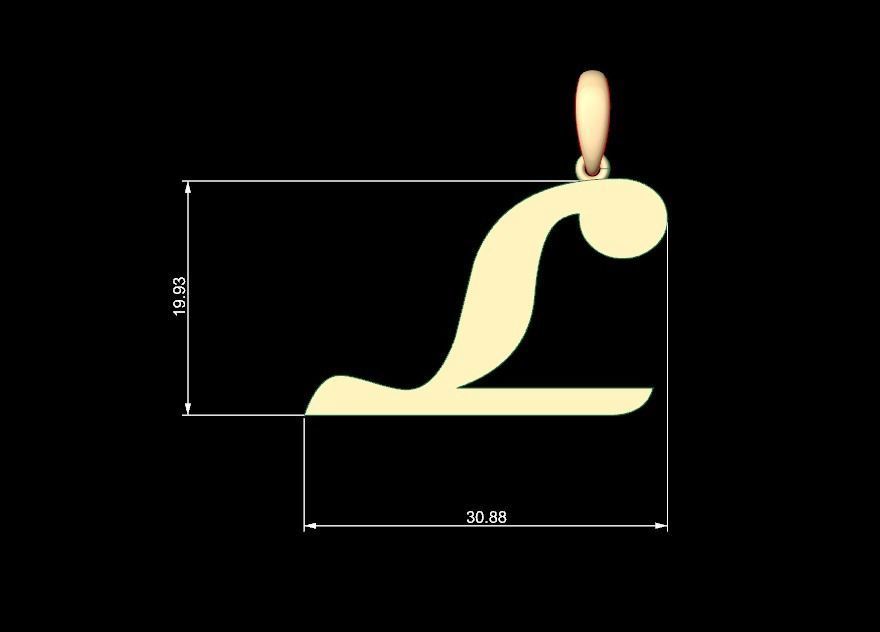 Initial Letters Pendant Magneto L 3D print model_4