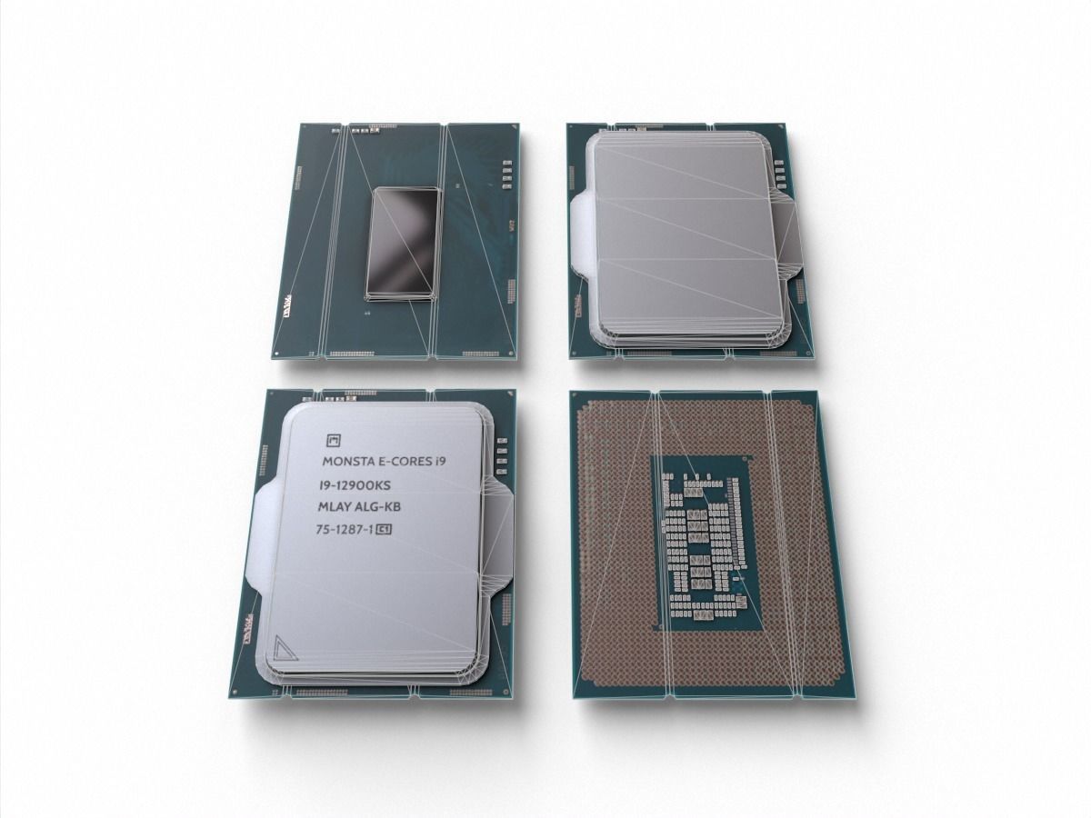 Intel Core i9 12900K delidable cpu game Asset Low-poly 3D model_6