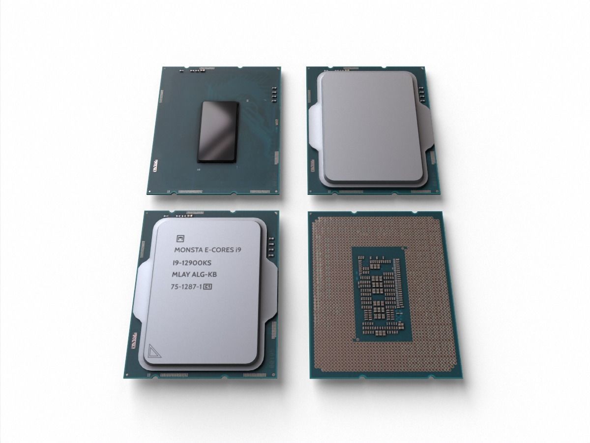 Intel Core i9 12900K delidable cpu game Asset Low-poly 3D model_5