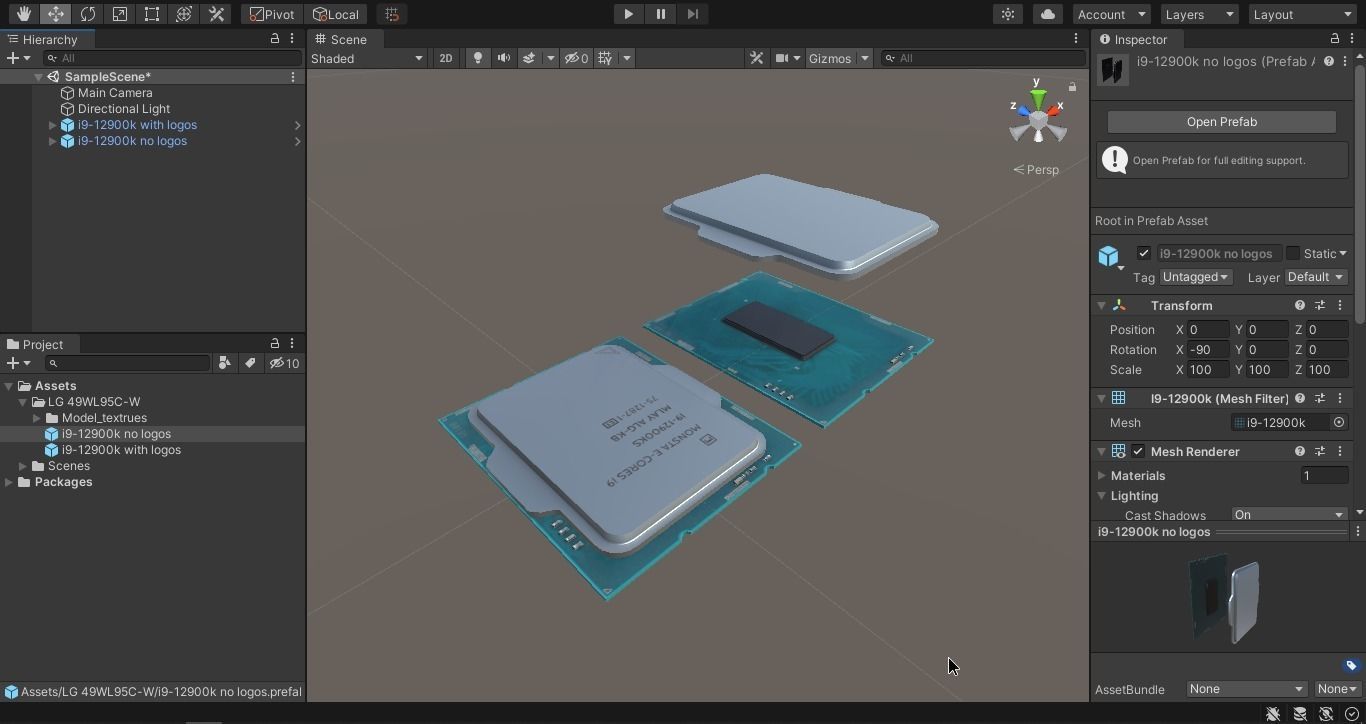 Intel Core i9 12900K delidable cpu game Asset Low-poly 3D model_9