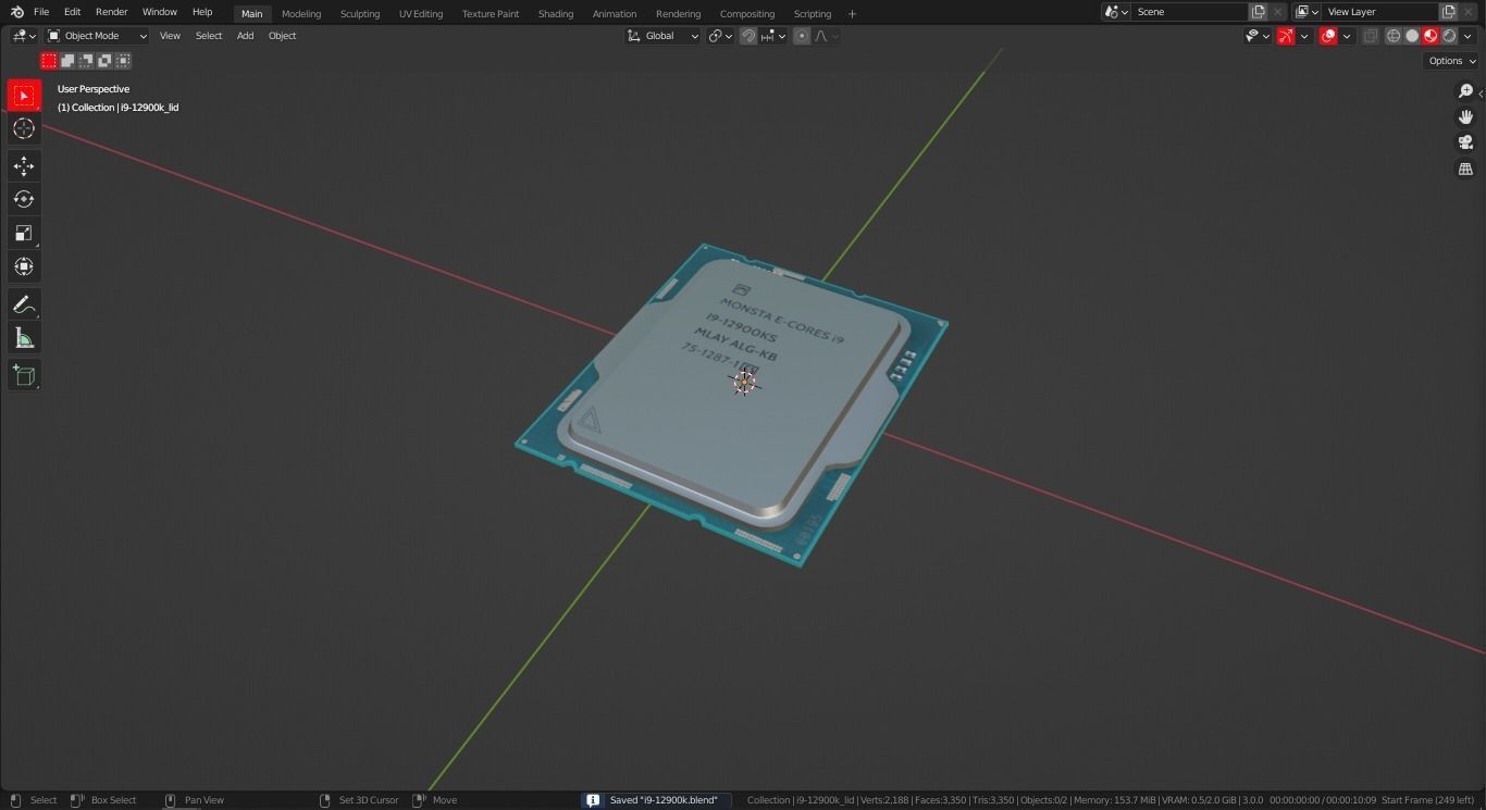 Intel Core i9 12900K delidable cpu game Asset Low-poly 3D model_8
