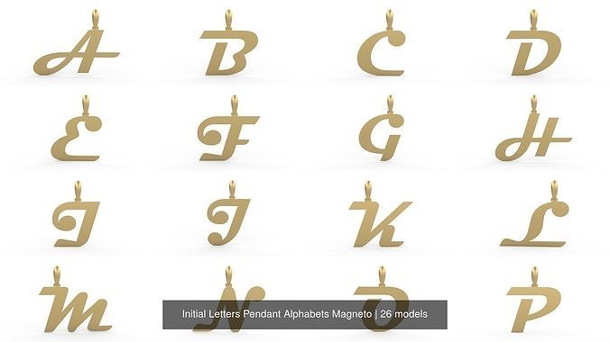 Initial Letters Pendant Alphabets Magneto 3D Model Collection