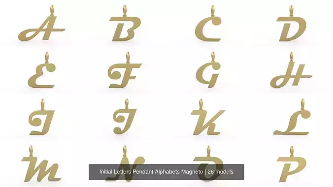 Initial Letters Pendant Alphabets Magneto 3D Model Collection