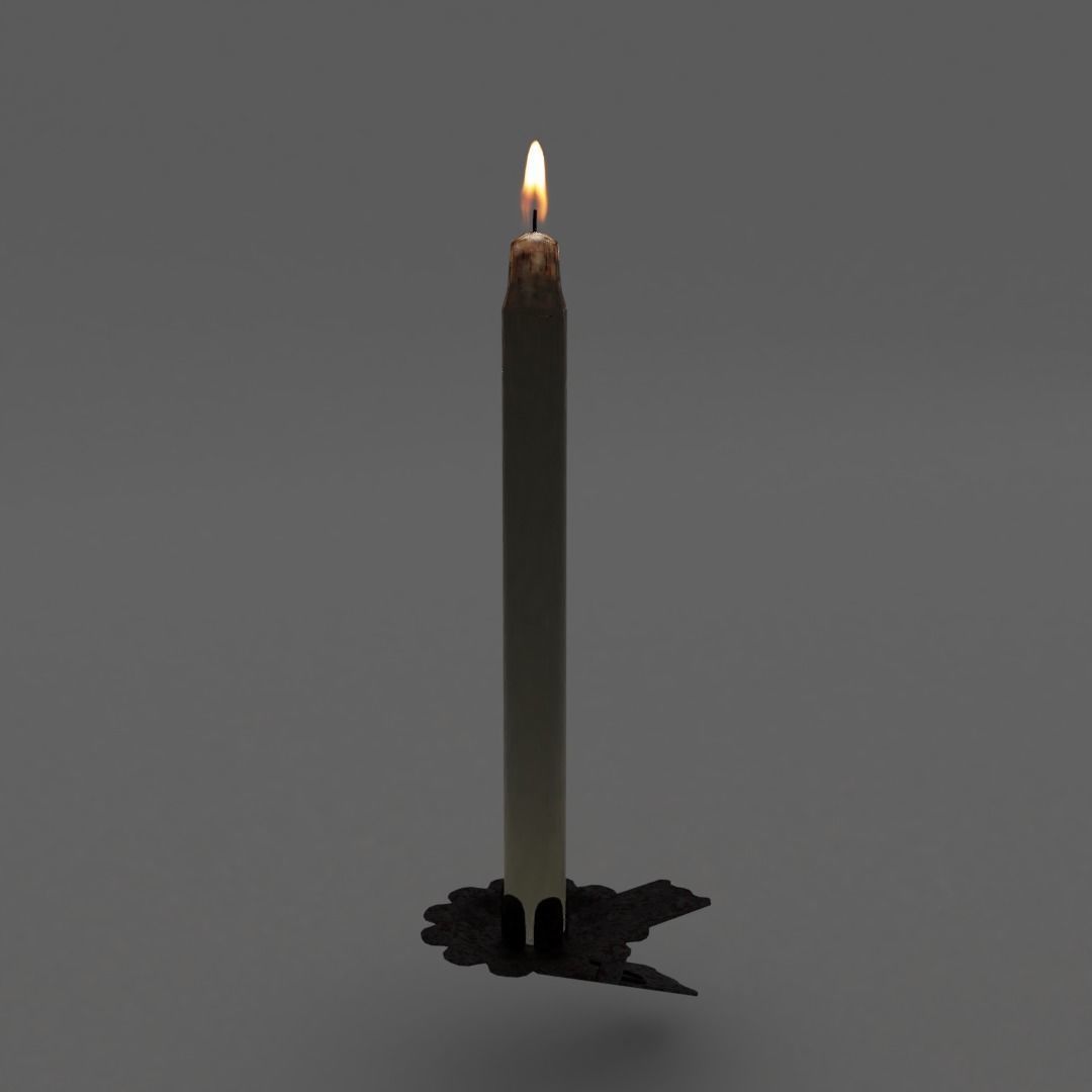 Burning Christmas Tree Candle 3D model_1