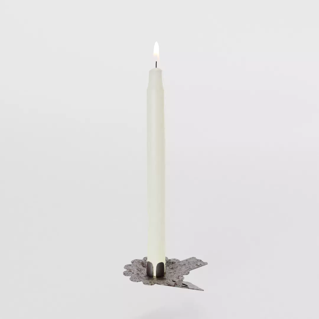 Burning Christmas Tree Candle 3D model_0