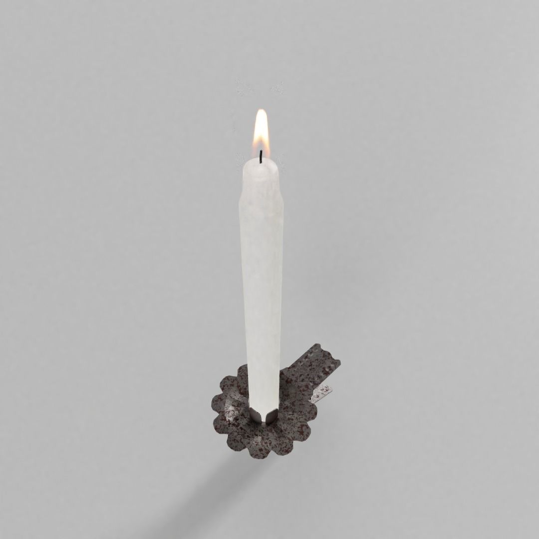 Burning Christmas Tree Candle 3D model_2