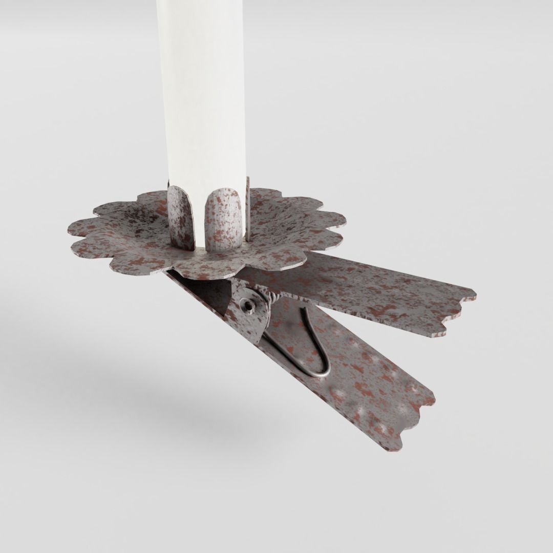 Burning Christmas Tree Candle 3D model_3