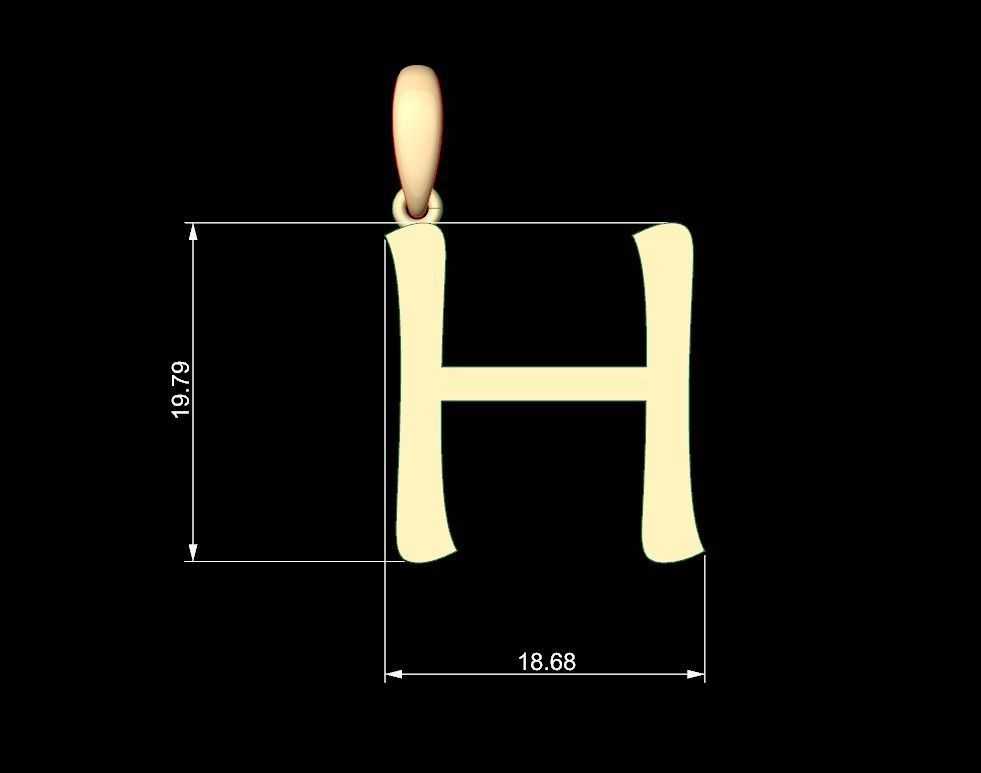 Initial Letters Pendant Maiandra H 3D print model_4