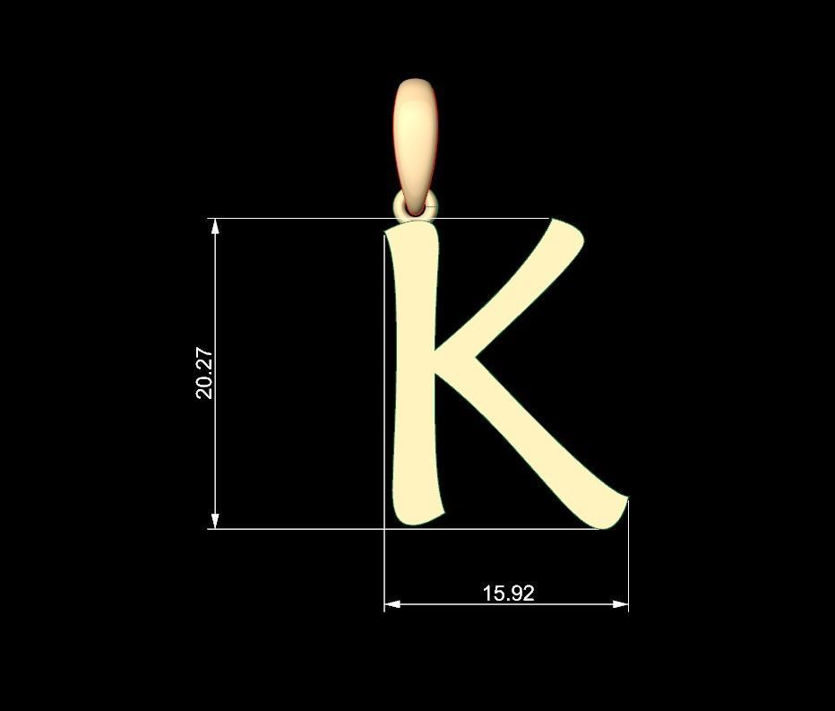 Initial Letters Pendant Maiandra K 3D print model_4
