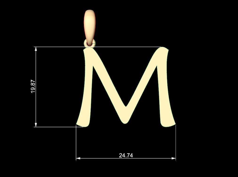Initial Letters Pendant Maiandra M 3D print model_4