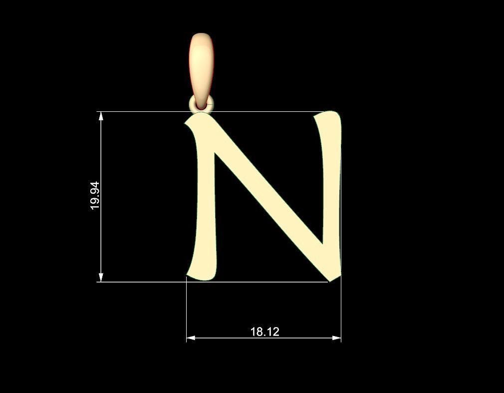 Initial Letters Pendant Maiandra N 3D print model_4
