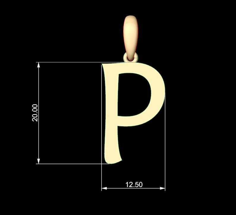 Initial Letters Pendant Maiandra P 3D print model_5