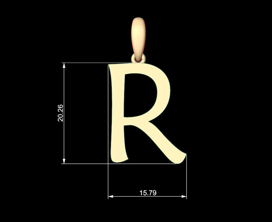 Initial Letters Pendant Maiandra R 3D print model_4