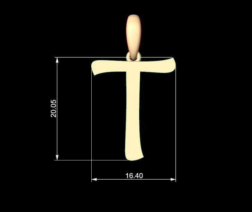Initial Letters Pendant Maiandra T 3D print model_4