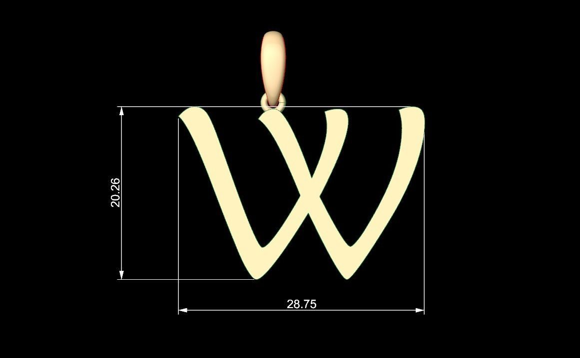 Initial Letters Pendant Maiandra W 3D print model_5
