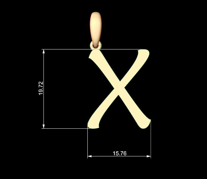  Initial Letters Pendant Maiandra X 3D print model_4