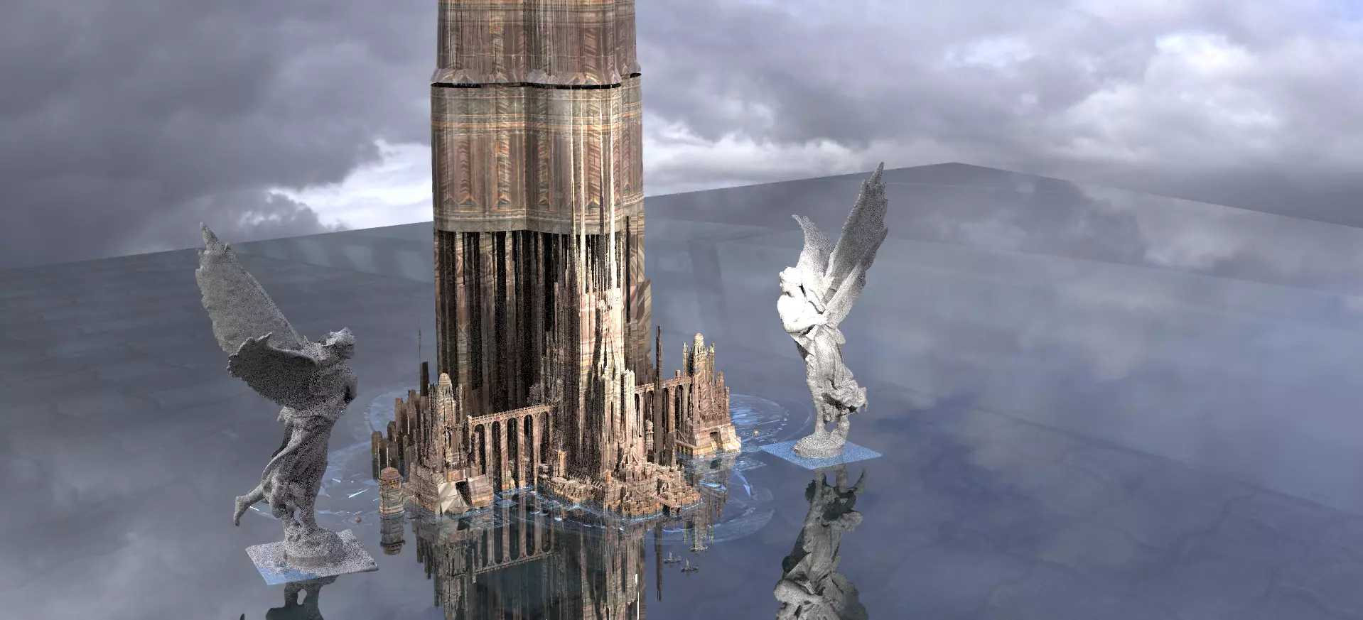Heavens Tower with Angels 3D model_0