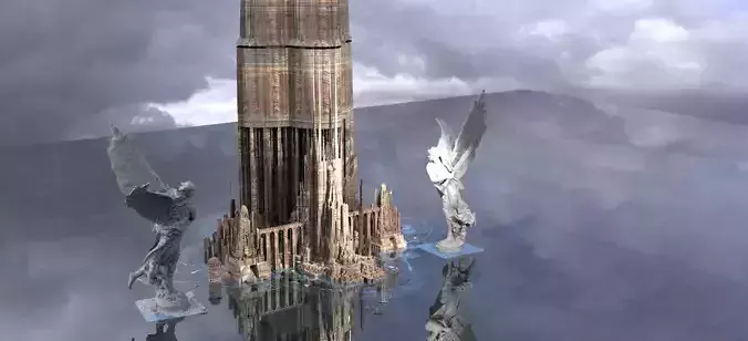 Heavens Tower with Angels 3D model