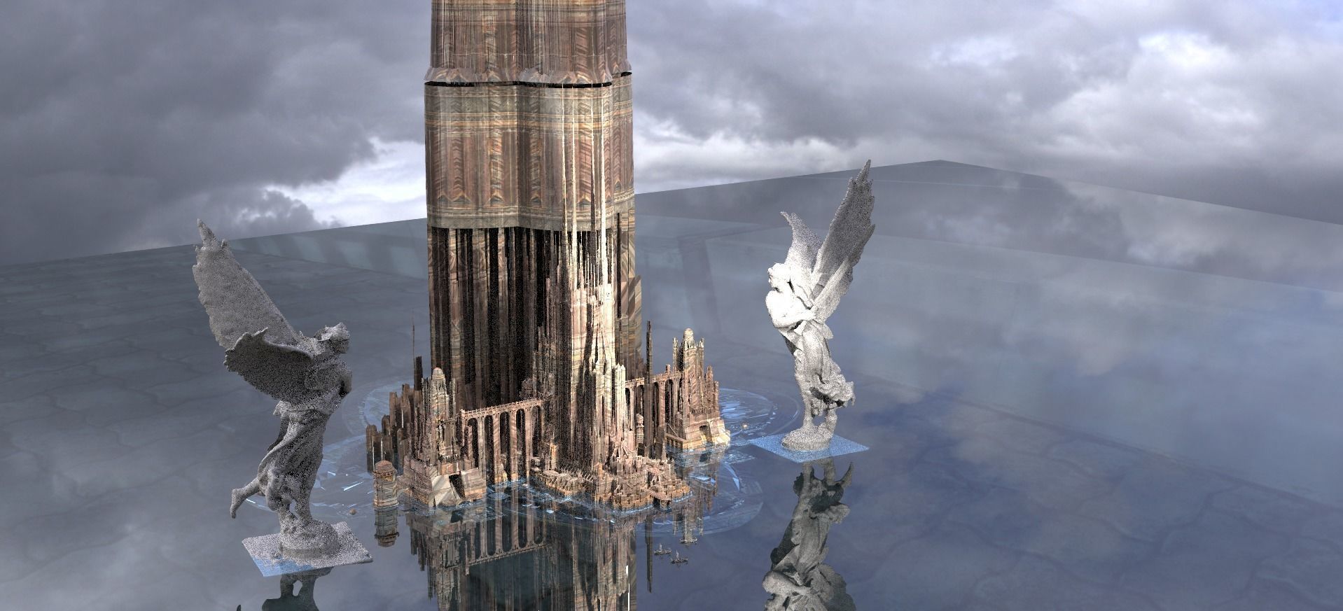 Heavens Tower with Angels 3D model_1