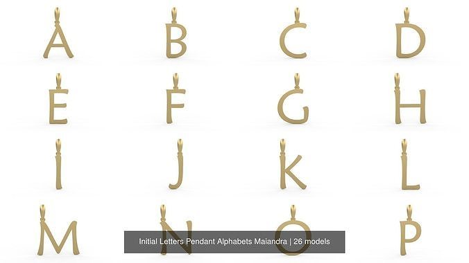 Initial Letters Pendant Alphabets Maiandra 3D Model Collection