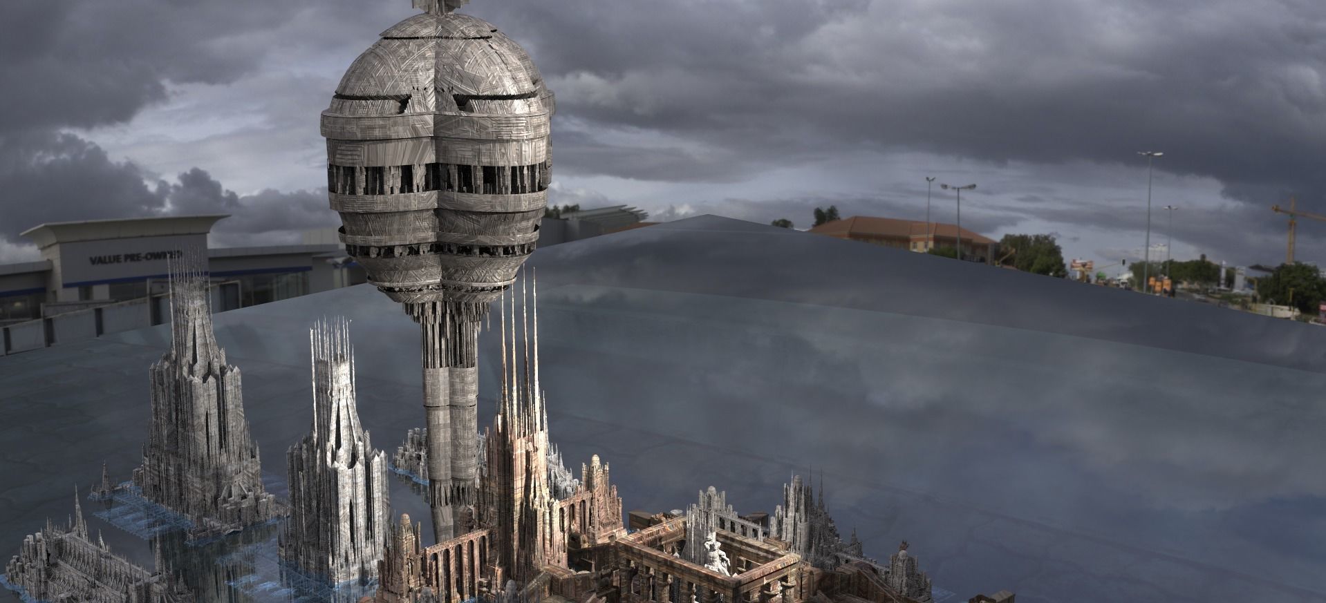 Alien Dome monitor City Kit bash 3D model_1